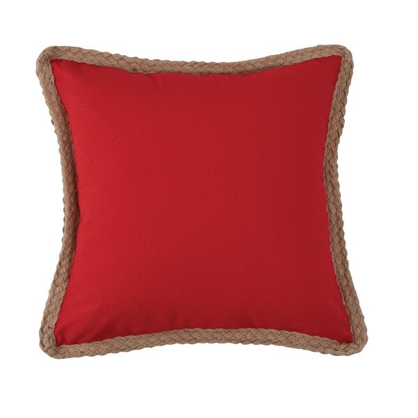 Jute Trim 18" Pillow Set Red Polyester Fill SplitP